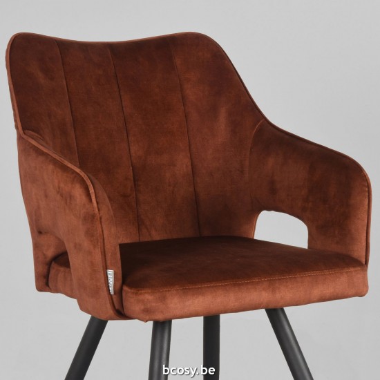 LABEL51 Chaise à manger Noud Rouille Velours.