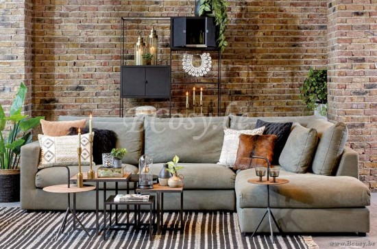 Lifestyle LOUNGESOFA RECHTS NAPELS LAVABO OLIV 13 B331/H92/D226