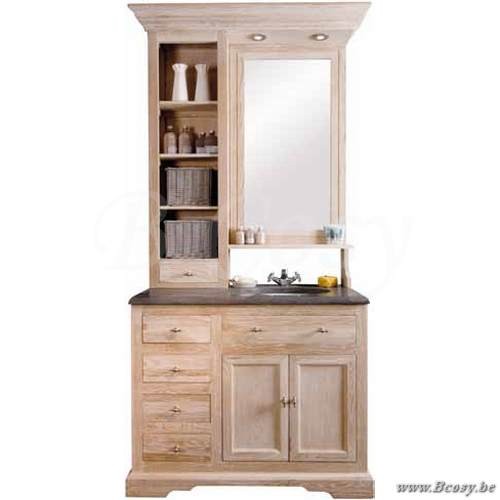 Landelijk Eiken Badkamermeubel met Spiegelkast en Led Verlichting Timeless Living