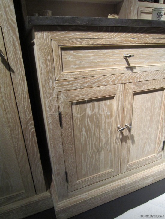 Wash table oak white wash LED lighting with stone