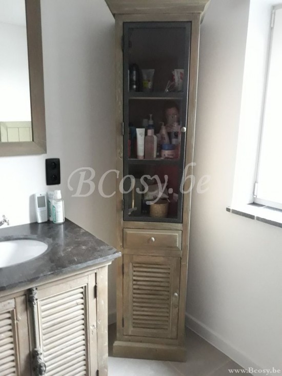 Landelijke Stijl Badkamer Kolomkast Met Louvre Deur