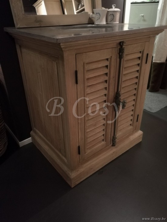 Wastafel oude dennen olijf louvre deuren steen en 1 gootsteen