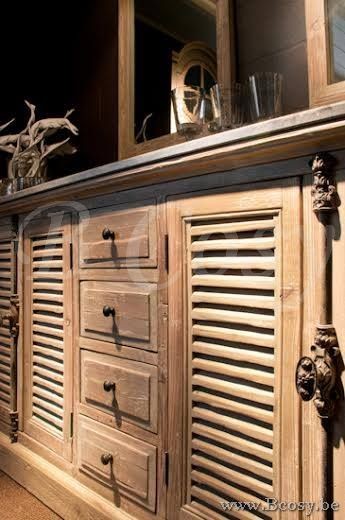 Cabinet old pine olive with stone and 2 sinks