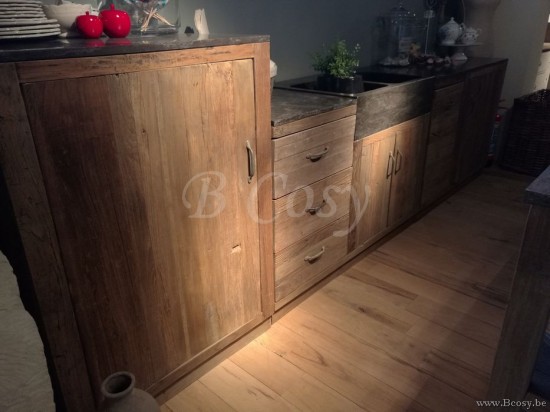 Kitchen unit elm naturel with stone top Prananatha