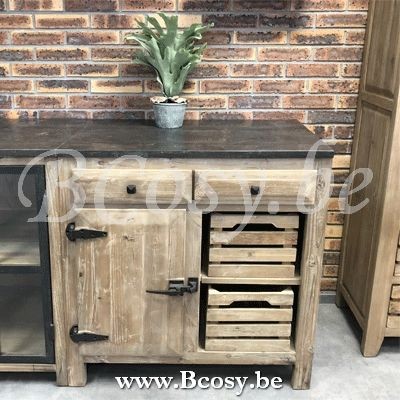 Keukenkast Landelijk Met Blauwsteen en 2 manden