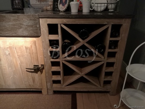 Kitchen greenish pine with wine rack Prananatha