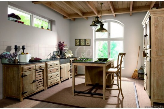 Landelijk keukeneiland in dennehout