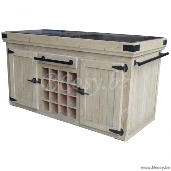 Landelijke Stijl Keukeneiland Keukenblok Met Wijnrek