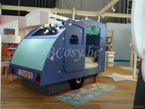 MathyByBols Mathy By Bols Kids Children'S Caravan Bed With Base And Nose Wheel And Box Kinderbed Caravan Met Opbergschuif, Van Mathybybols