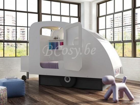 MathyByBols Mathy By Bols Wohnwagenbett Lit Caravane mit Anhängerkupplung und Truhe Wohnwagen betten