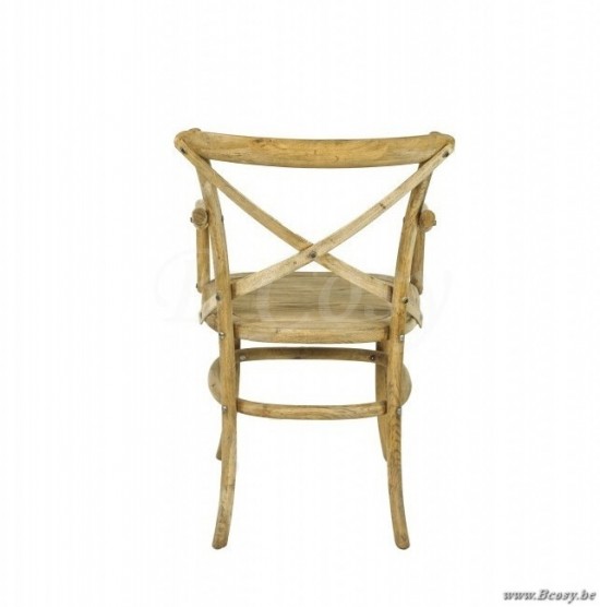 PR Interiors Marseille eiken armstoel-stoel met Houten Zitting en kruis in weathered oak-eik Landelijke stijl PR-Rogiers-CHR/009/03