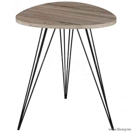 PR Interiors Landelijke Joly vintage loftstijl Bijzettafel 50 eivorm met zwartstalen poten PR-Rogiers-CYJ/002