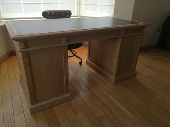 PR Interiors Landelijke Maine bureau buro in weathered oak-eik met lederen inleg 160 PR-Rogiers-CHR/210/03