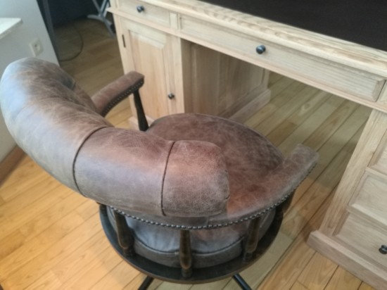 PR Interiors Landelijke Maine bureau buro in weathered oak-eik met lederen inleg 160 PR-Rogiers-CHR/210/03