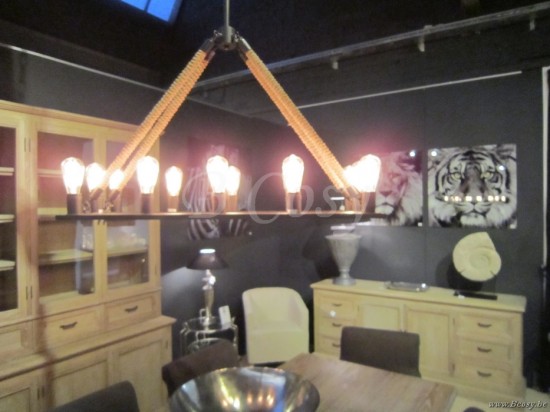 PR Interiors Arthur middeleeuwse Luchter in Metaal En met koorden 8 Lampen PR-Rogiers-CRO/006