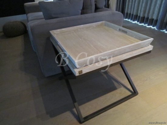 PR Interiors Landelijke Montevideo-Monteverdi Bijzettafel met plateau en zwartstalen kruis in White Brushed Oak 60 PR-Rogiers-CRW/387/20