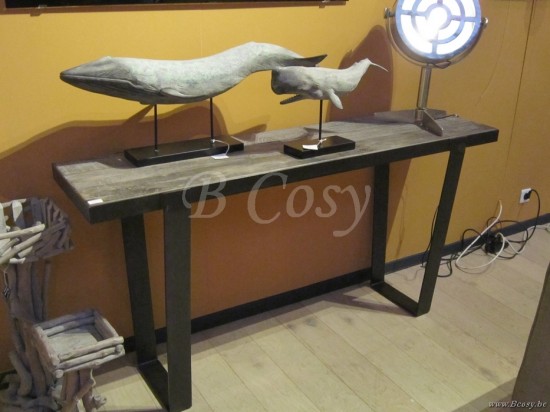 PR Interiors Watou Console 160 in Heritage Oak en zwaar zwartstalen onderstel PR-Rogiers-CRW/433/25