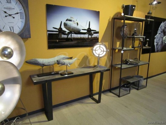 PR Interiors Watou Console 160 in Heritage Oak en zwaar zwartstalen onderstel PR-Rogiers-CRW/433/25