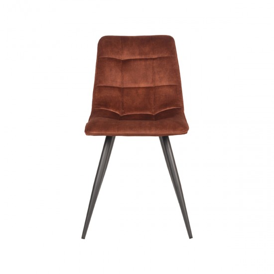LABEL51 Eetkamerstoel Jelt Rust Velours Zwart Metalen Frame.