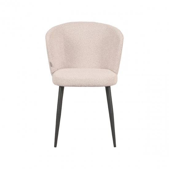 LABEL51 Eetkamerstoel Wave Naturel Boucle Zwart Metalen Frame.