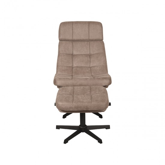 LABEL 51 Fauteuil Alvar Taupe Micro Suede Incl. Hocker.