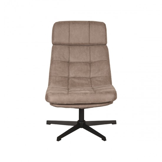 LABEL 51 Fauteuil Alvar Taupe Micro Suede Excl. Hocker.