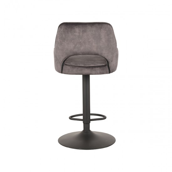 LABEL51 Tabouret de bar Fer Anthracite Velours Gaslift.