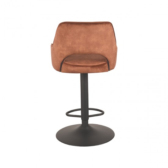 LABEL51 Tabouret de bar Fer Rouille Velours Gaslift.