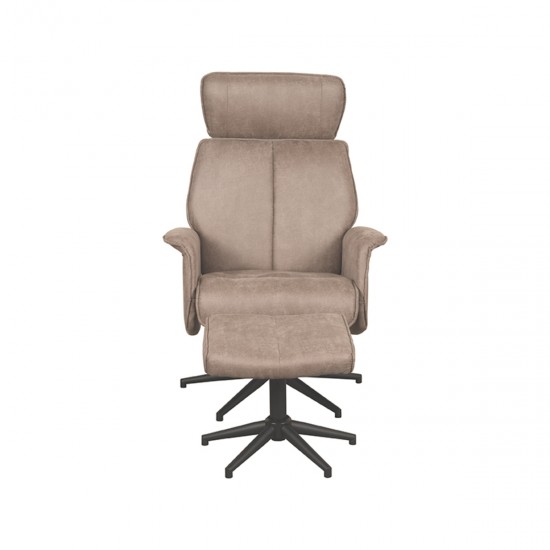 LABEL 51 Fauteuil Verdal Taupe Micro Suede Incl. Hocker.