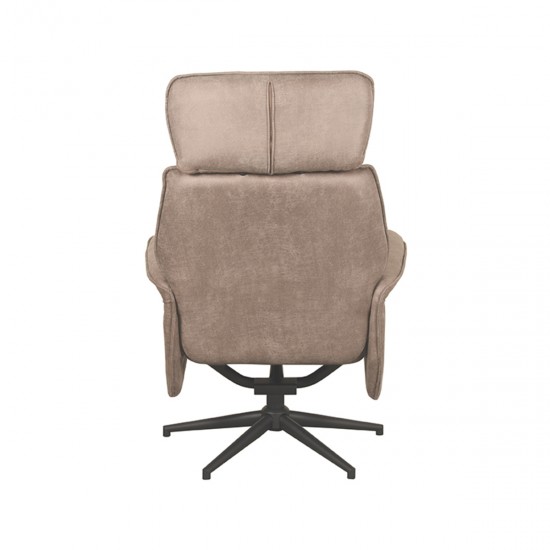LABEL51 Fauteuil Verdal Taupe Micro Suede Incl. Hocker.