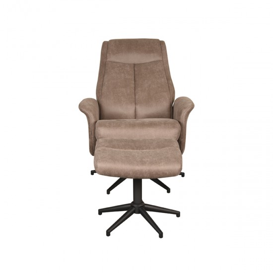 LABEL 51 Fauteuil Bergen Taupe Micro Suede Incl. Hocker.
