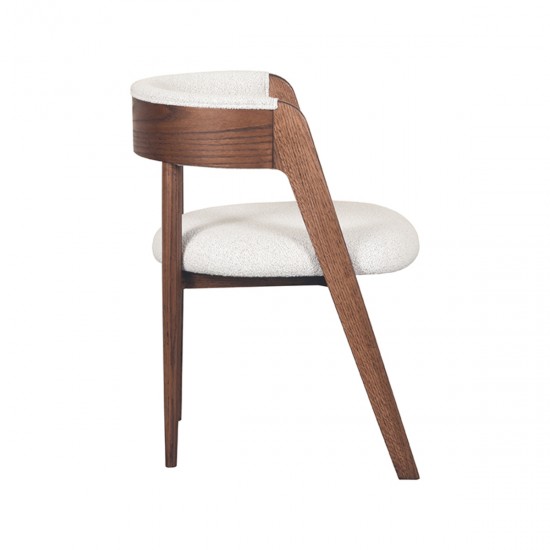 LABEL 51 Eetkamerstoel Sasha Ecru Boucle Walnoot Houten Frame.