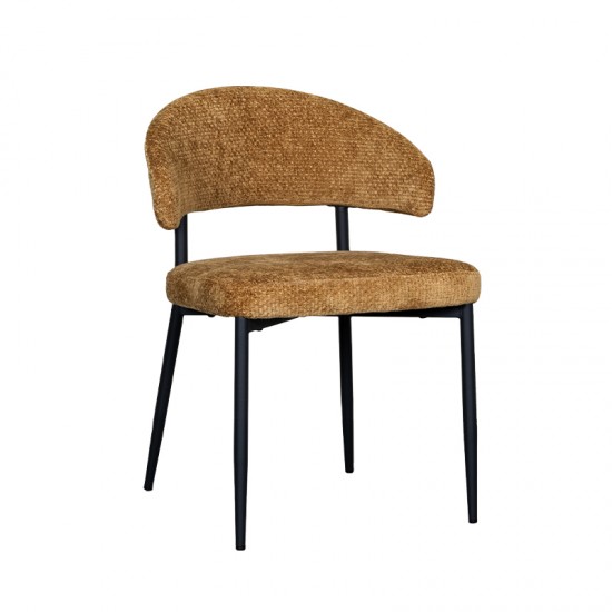 LABEL51 Eetkamerstoel Bliss Mustard Elite Zwart Metalen Frame.