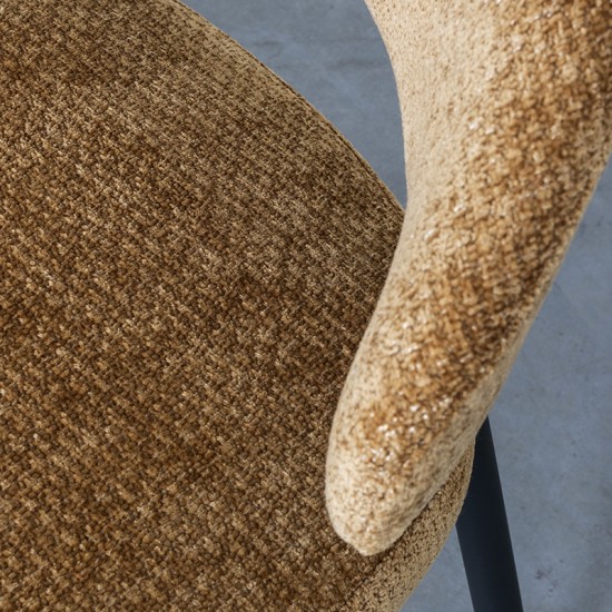 LABEL51 Chaise de salle à manger Bliss Mustard Elite Zwart Metalen Frame.