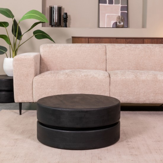LABEL 51 Salontafel Milly Zwart Mangohout 70 cm Rond.