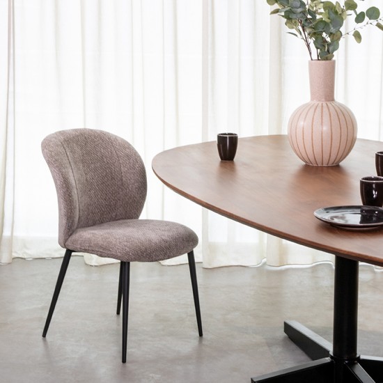 LABEL51 Chaise de salle à manger Vino Stone Elite Zwart Metalen Frame.