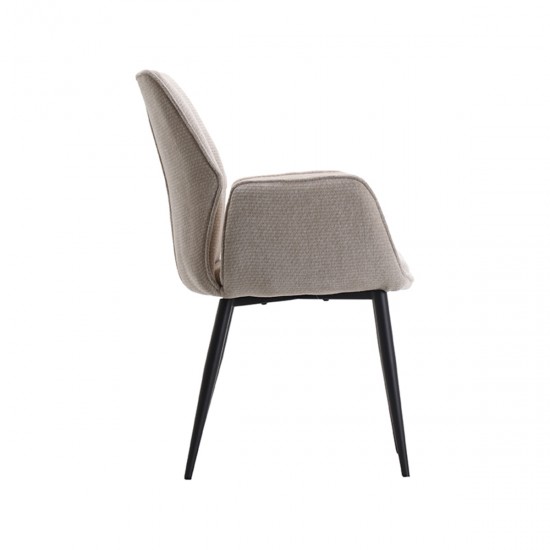 LABEL 51 Eetkamerstoel Morris Naturel Elite Zwart Metalen Frame.