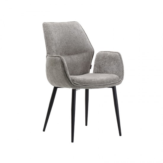 LABEL51 Eetkamerstoel Morris Stone Elite Zwart Metalen Frame.