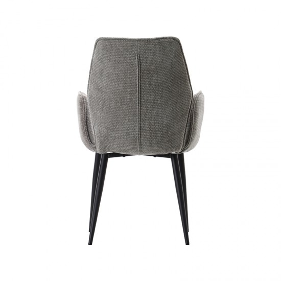 LABEL51 Chaise de salle à manger Morris Stone Elite Zwart Metalen Frame.