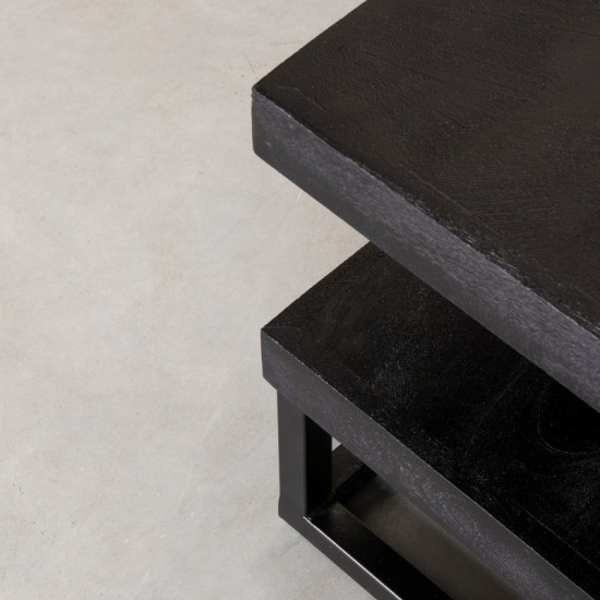 LABEL51 Tables basse Cube Noir Bois de mangue 80 cm.