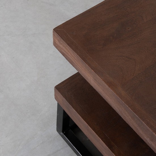 LABEL51 Tables basse Cube Espresso Bois de mangue 80 cm.