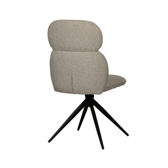 LABEL51 Chaise de salle à manger Finn Naturel Royal Boucle Zwart Metalen Frame.