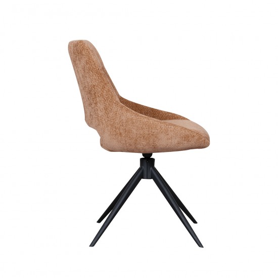 LABEL 51 Eetkamerstoel Marlow Cognac Elite Zwart Metalen Frame.