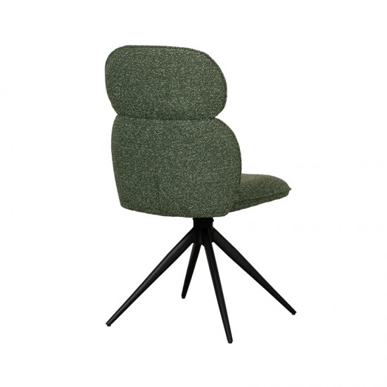 LABEL51 Chaise de salle à manger Finn Forêt Royal Boucle Zwart Metalen Frame.