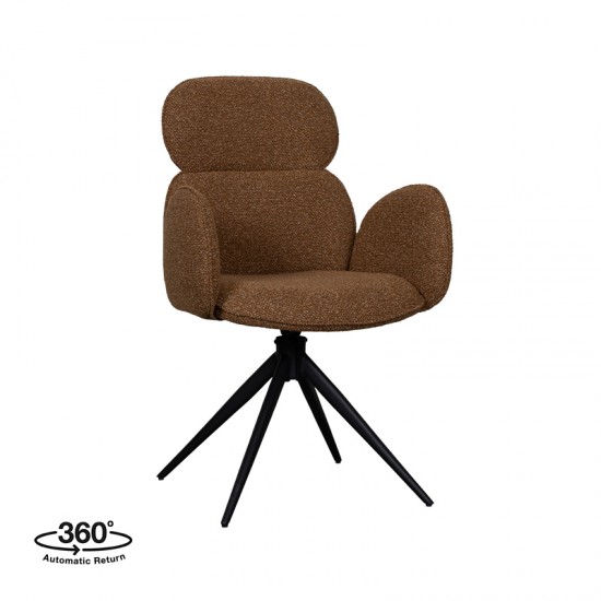 LABEL51 Eetkamerstoel Vidar Coral Royal Boucle Zwart Metalen Frame.