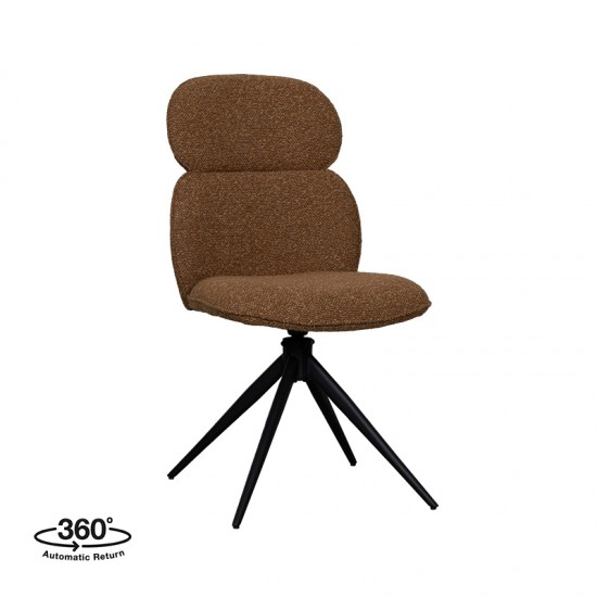 LABEL51 Eetkamerstoel Finn Coral Royal Boucle Zwart Metalen Frame.