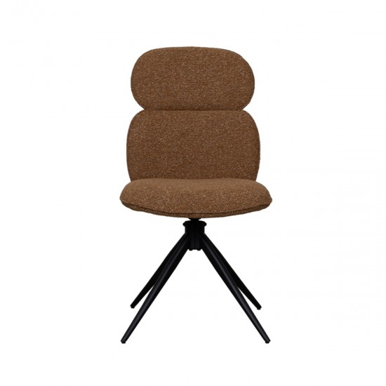 LABEL 51 Eetkamerstoel Finn Coral Royal Boucle Zwart Metalen Frame.