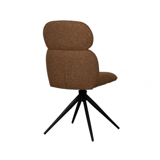 LABEL51 Chaise de salle à manger Finn Coral Royal Boucle Zwart Metalen Frame.