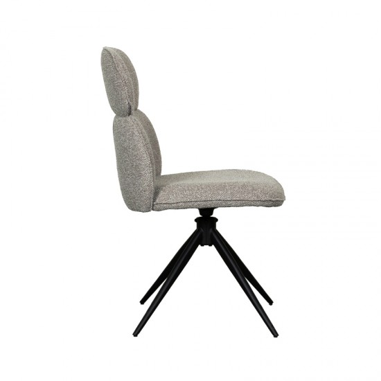 LABEL 51 Eetkamerstoel Finn Mushroom Royal Boucle Zwart Metalen Frame.