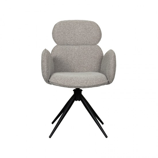 LABEL 51 Eetkamerstoel Vidar Mushroom Royal Boucle Zwart Metalen Frame.